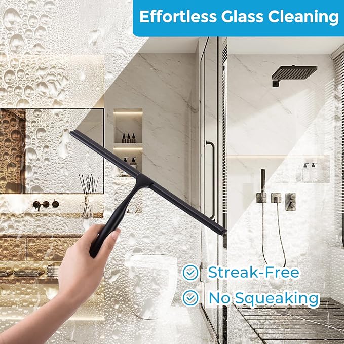 Quntis 10-Inch Matte Black Shower Squeegee - Image 2