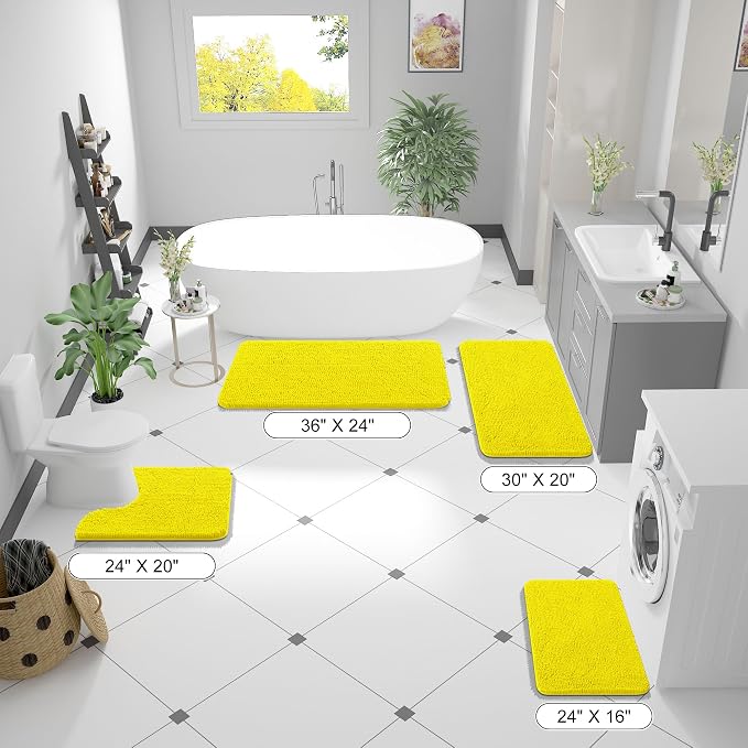 OLANLY Bathroom Rugs 44x24, Extra Soft Absorbent Chenille Bath Rugs, Rubber - Image 3