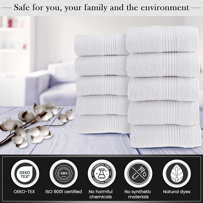 HALLEY Turkish Cotton Towels Washcloths Super Soft Highly Absorbent 100% Cotton - Image 3