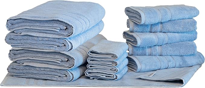 Mosobam Luxury Turkish 14pc Deluxe Bath Bundle Body Hand Face Towel and Mat by Mosobam
