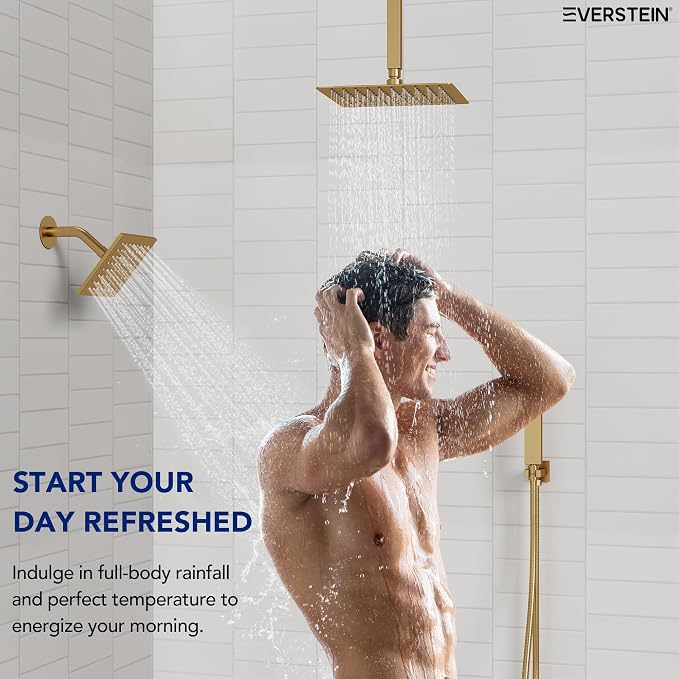 Ceiling Mount 12" High-Pressure Rainfall Shower Faucet, Dual Rainfall Shower - Image 3