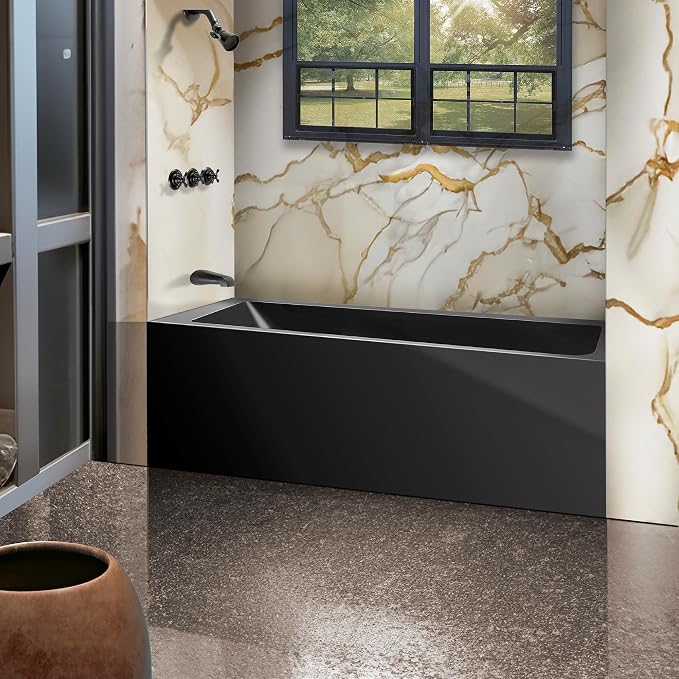 Fine Fixtures Acrylic, Fiberglass Alcove Soaking Bathtub by Fine+Fixtures