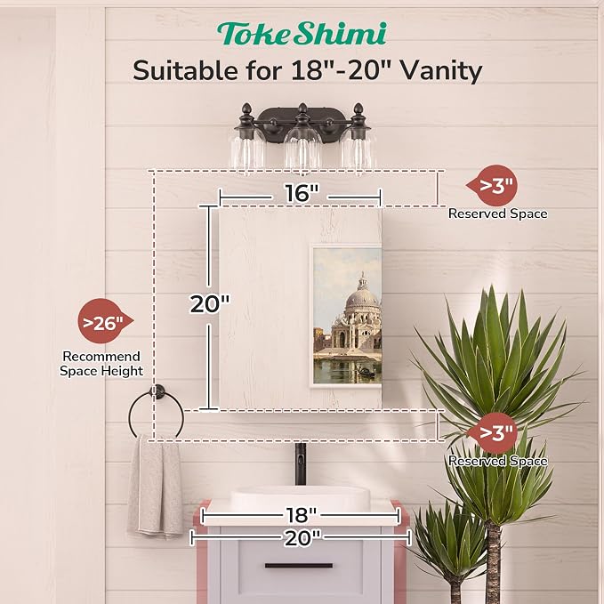 TokeShimi 16x20 Recessed Medicine Cabinet - Image 4