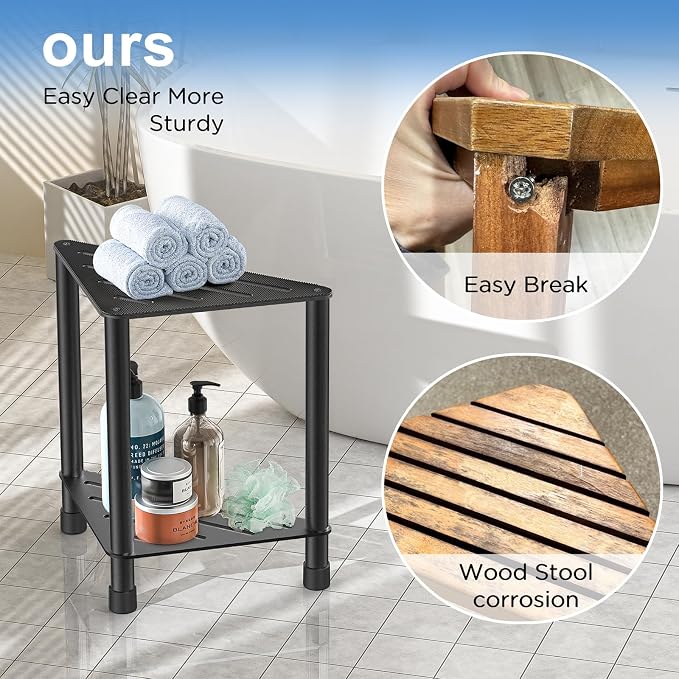 Stainless Steel Black Shower Stool - Image 6