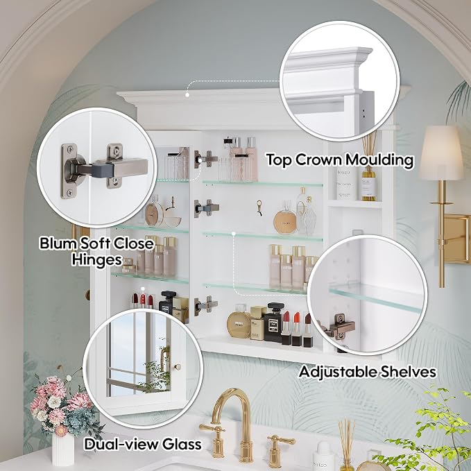 WELLFOR40 x 32" Bathroom Medicine Cabinet - Image 8