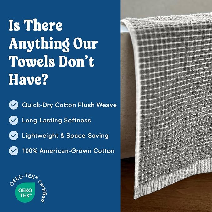 ONSEN Terry Cotton Waffle Hand Towel Set – 2 Pack Luxury Cotton Hand Towels - Image 3