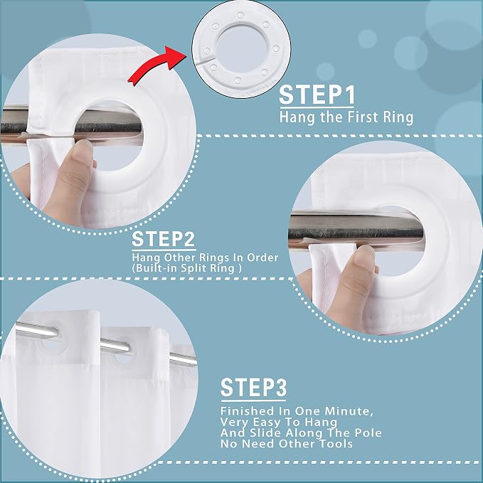 Conbo Mio Extra Long No Hook Shower Curtain - Image 3