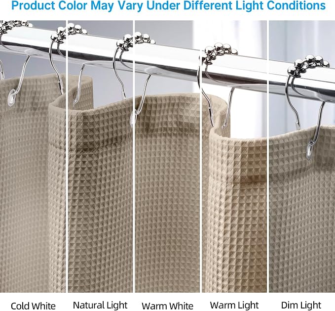 AmazerBath Waffle Shower Curtain Khaki, Stall Shower Curtain Tan, Hotel Quality - Image 2