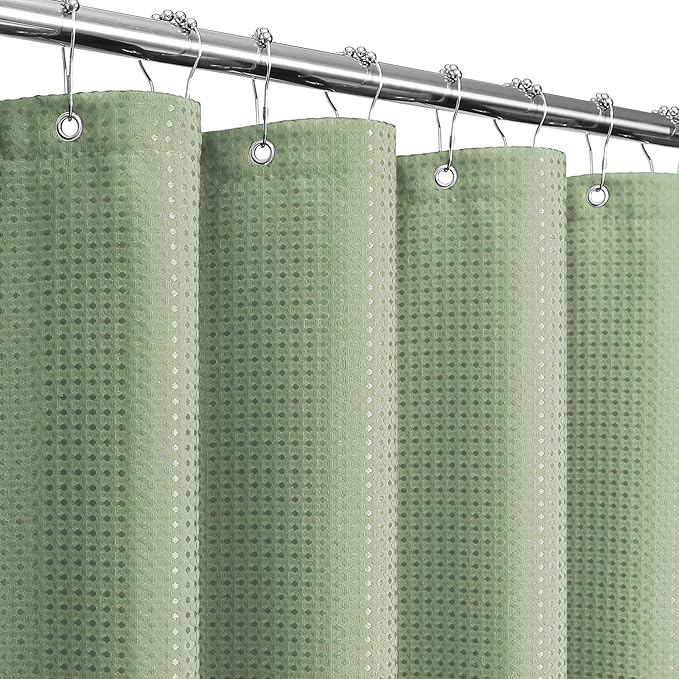 Gibelle Extra Long Shower Curtain 72 x 84, Tall Waffle Weave Textured Fabric by Gibelle