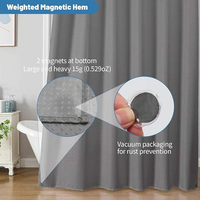 2-in-1 Waterproof Fabric Shower Curtain - Image 6