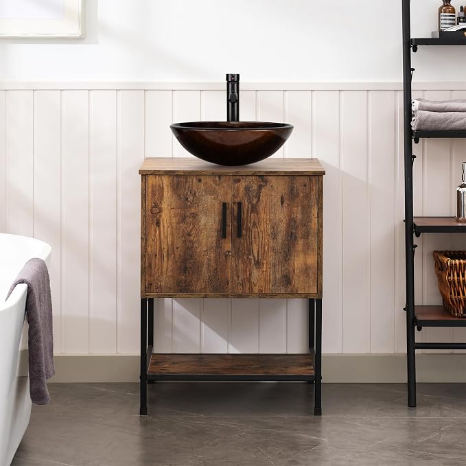 UEV 24" Antique Bathroom Vanity, Dark Brown Bathroom Vanity Set - Image 4
