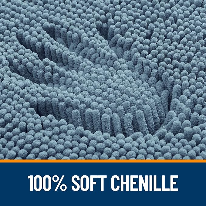 OLANLY Bathroom Rugs 59x20, Extra Soft Absorbent Chenille Bath Rugs, Rubber - Image 3