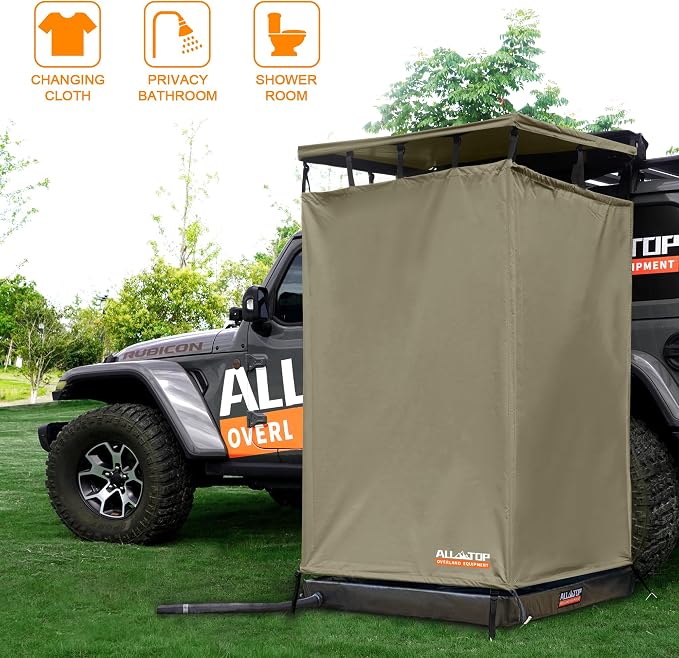 ALL-TOP Awning Shower Room w/Foldable Floor Mat, 3.3ft x 3.3ft, Privacy Shelter - Image 8