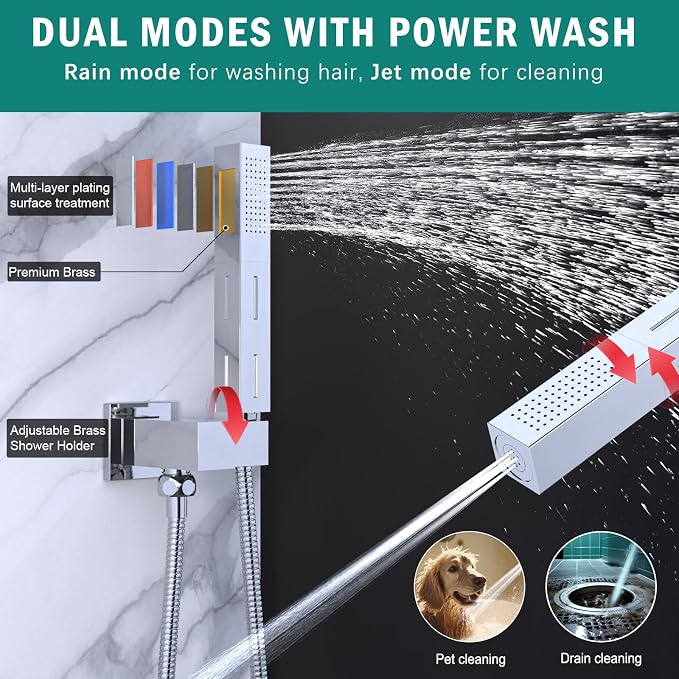 ENGA Shower System with Tub Spout, Bathtub Shower Faucet Combo Set - Image 6