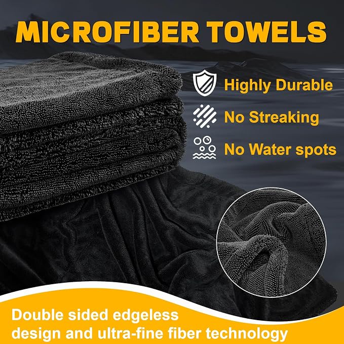 2-Pack Double Sided Car Drying Towel, 1600 GSM Super Absorbent Microfiber - Image 4