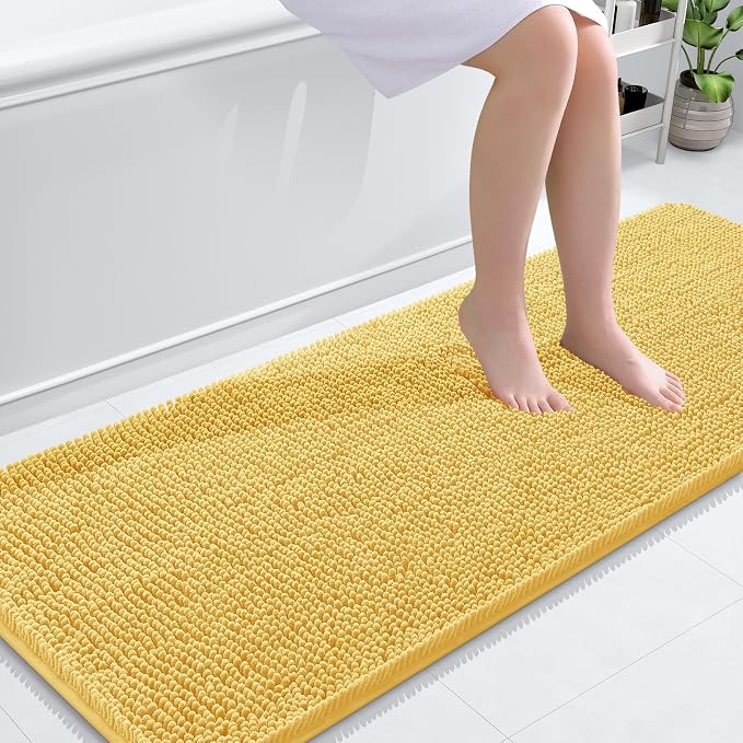 OLANLY Bathroom Rugs 59x24, Extra Soft Absorbent Chenille Bath Rugs, Rubber by OLANLY