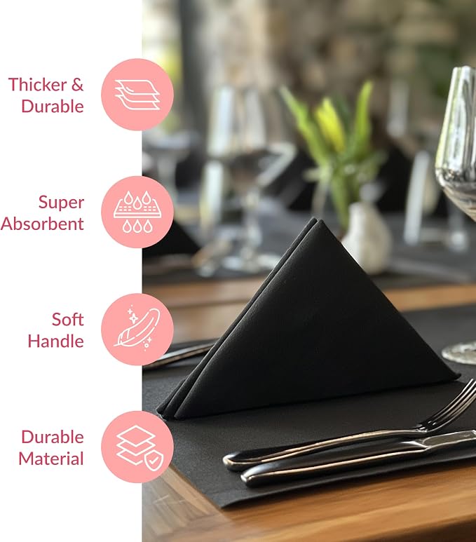 Prestee Black Dinner Napkins Disposable - Image 5
