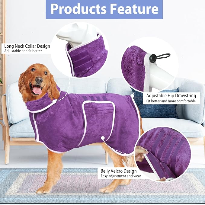 Dog Bathrobe Towel Dog Drying Coat - Image 2