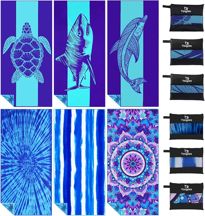 6 Pack Microfiber Lightweight Thin Beach Towel Sand Free Quick Dry Super by Yongoesbeachtowel
