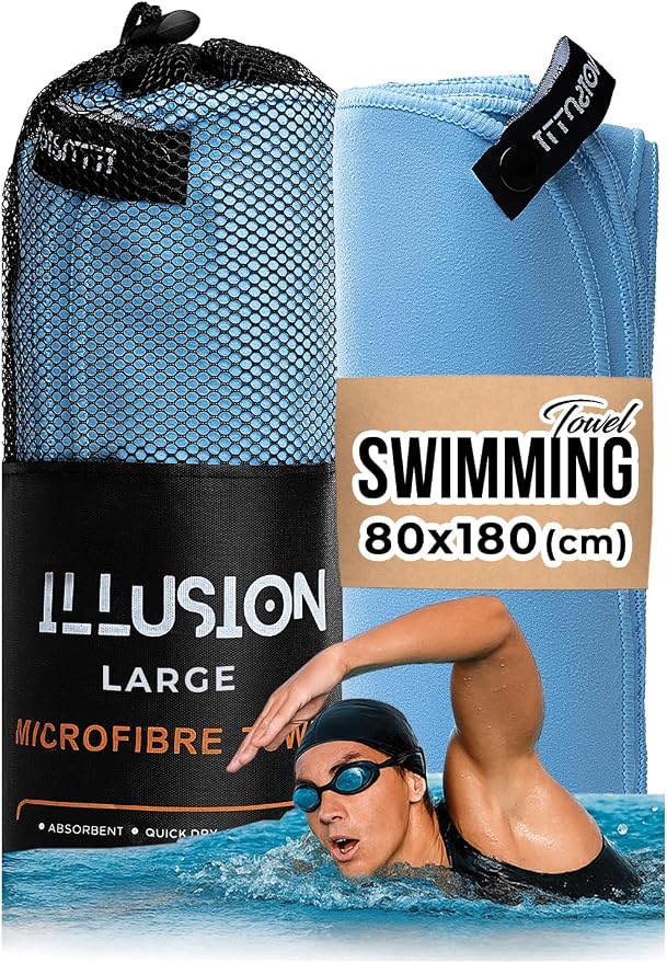 illusion Extra Large Microfibre Swimming Towel–Compact, Lightweight & Quick Dry by Unknown