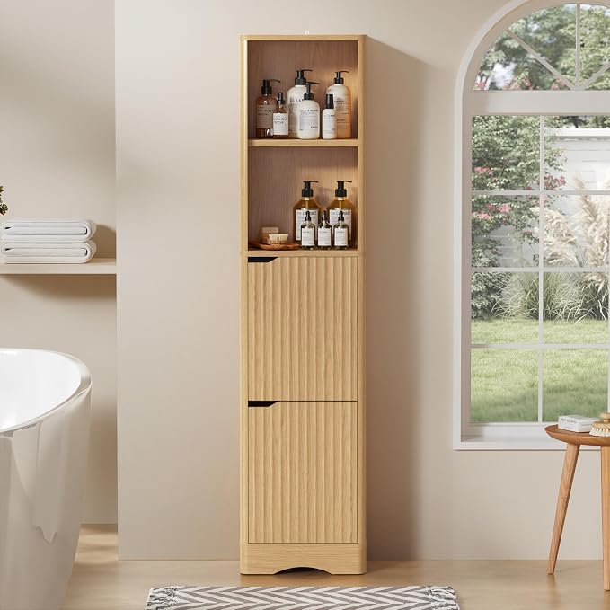 67" Tall Bathroom Organizer and Storage, Narrow Storage Cabinet - Image 2