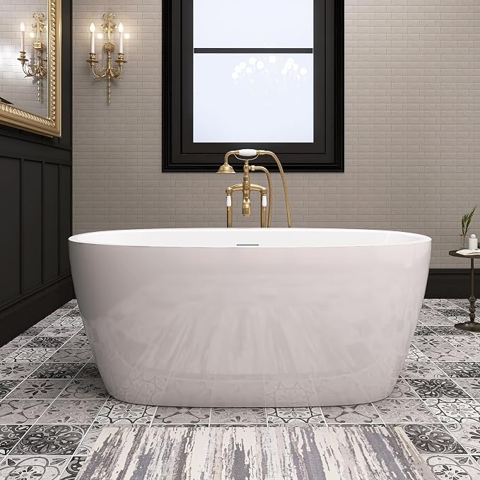 59" Acrylic Free Standing Tub, Stand Alone Tub, Freestanding Bathtub, Soaking by YinzanwBathtub