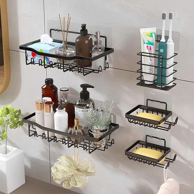 Fab Glass and Mirror 5-Pack Shower Caddy, Bathroom Caddy - Image 8