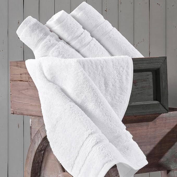 Hawmam Linen White Hand Towels for Bathroom, 16x29 Inch, Premium Turkish Cotton - Image 2