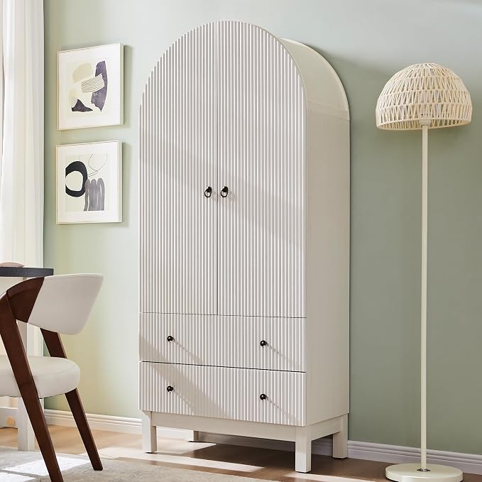 71" Tall Arched Bathroom Storage Cabinet, Modern Fluted Cabinet Storage - Image 4