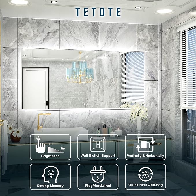 TETOTE 60 x 28 Inch LED Backlit Mirror - Image 8