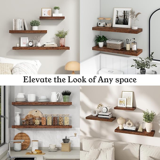 Floating Shelves for Wall, 9.3" Deep Wall Mounted Wood Shelves for Bathroom - Image 8