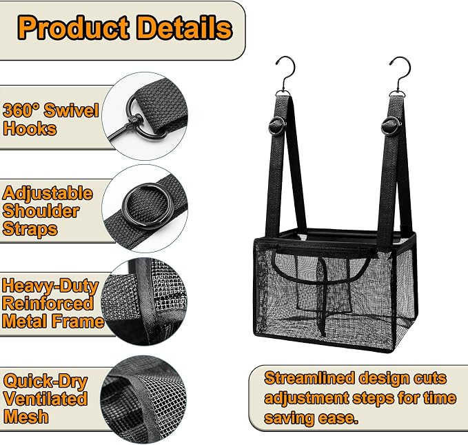Black PVC Mesh Hanging Shower Caddy - Image 2