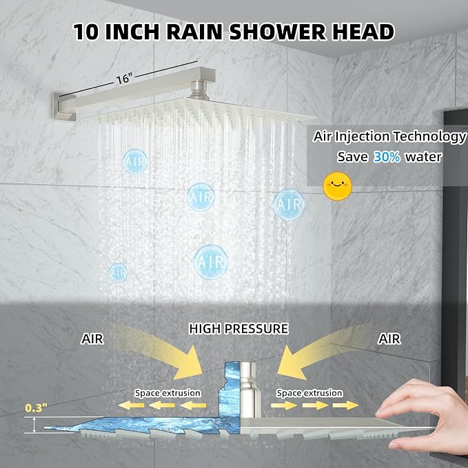 10 Inch Shower Faucet Set, Rainfall Shower System - Image 4