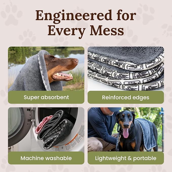 Premium Drying Towel – Large 24x35 Super Absorbent Microfiber Dog Bath Towel – - Image 3