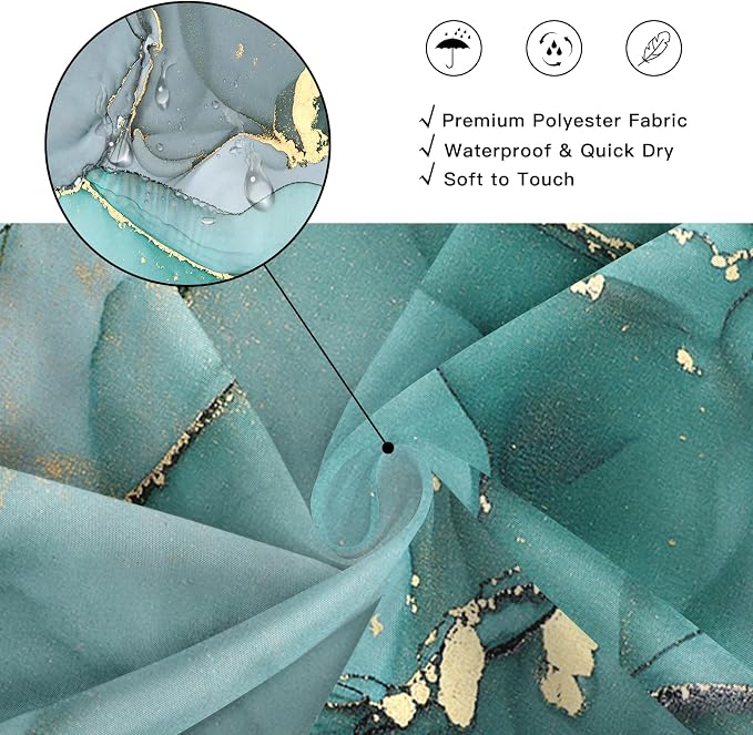 Turquoise Marble Shower Curtain 60x72, Teal Modern Abstract Fabric Shower - Image 4