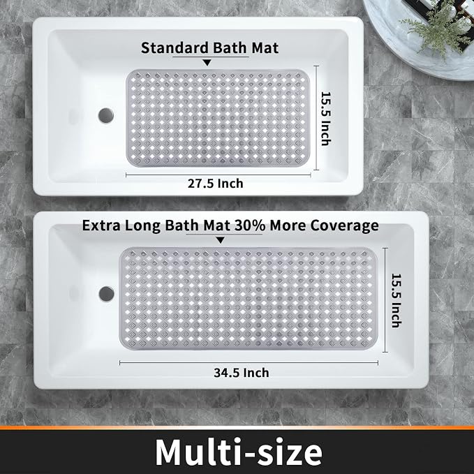 Yimobra Non Slip Bath Mat, Super Strong Suction Cups, 34.5"x15.5"Long Tub Mat - Image 6