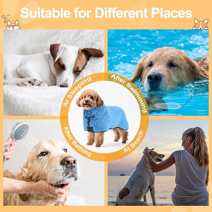 Bienbee Dog Bathrobe, Quick Drying Super Absorbent Dog Robes - Image 6