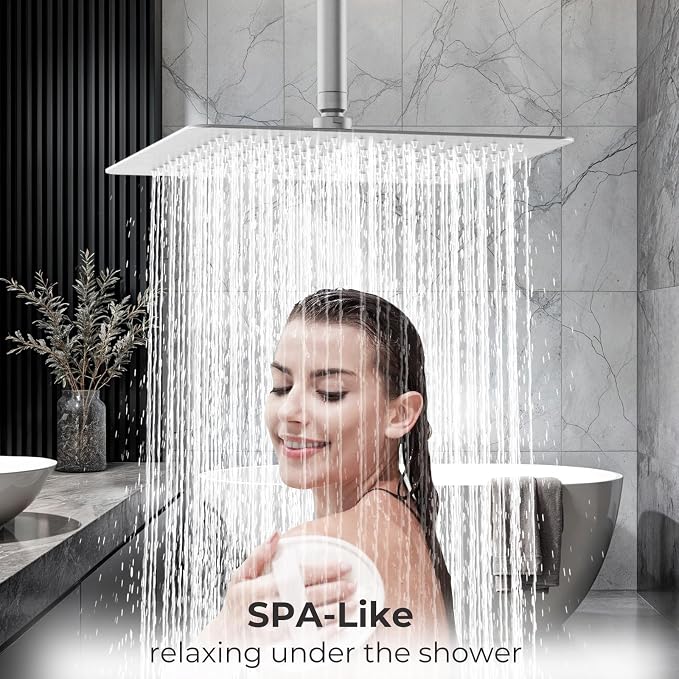 12 Inch Rain Shower Head, 1/16" Ultra Thin, Waterfall Full Body Coverage - Image 7