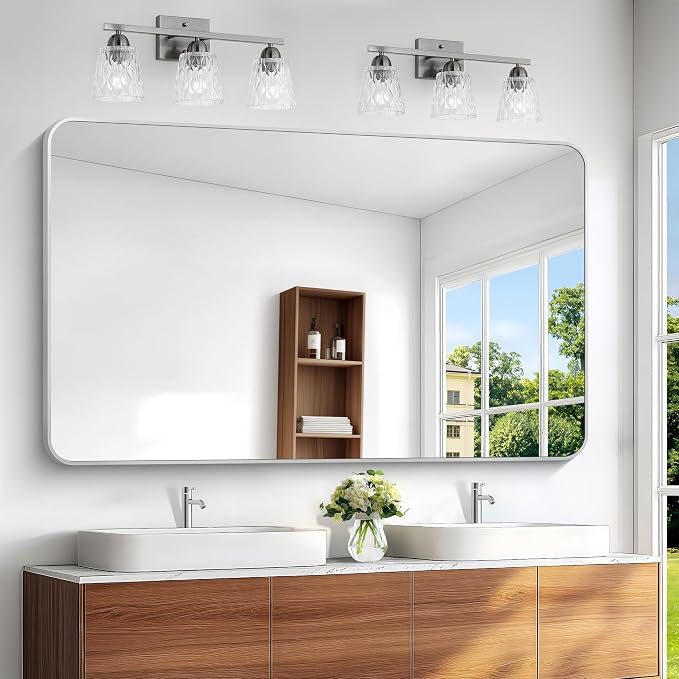 BONEWEI Silver Bathroom Mirror, 60x36 inch Wall Mirror by BONEWEI