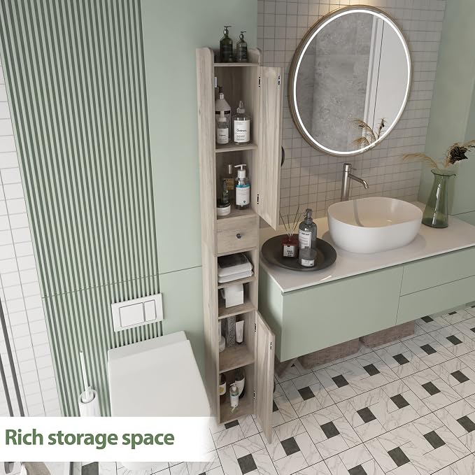 Bathroom Cabinet with Adjustable Shelf, Storage Cabinet - Image 3