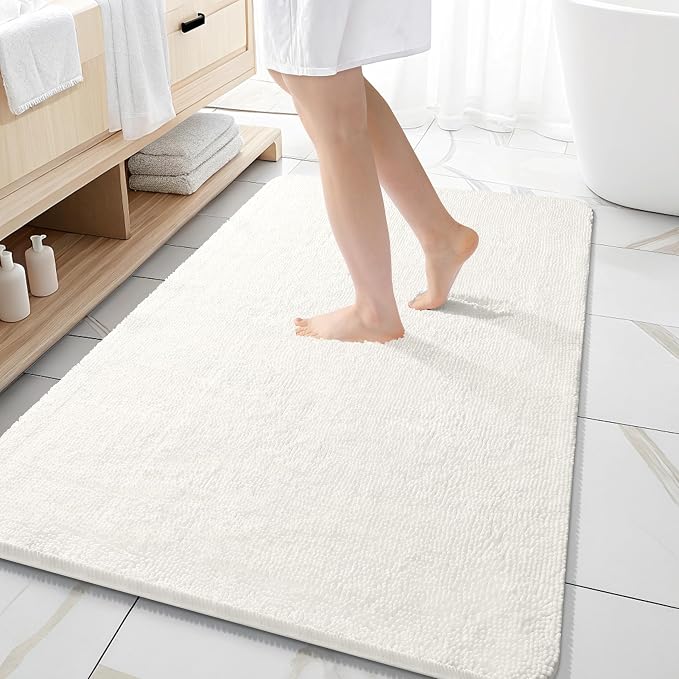 OLANLY Bathroom Rugs 59x35, Extra Soft Absorbent Chenille Bath Rugs, Rubber by OLANLY