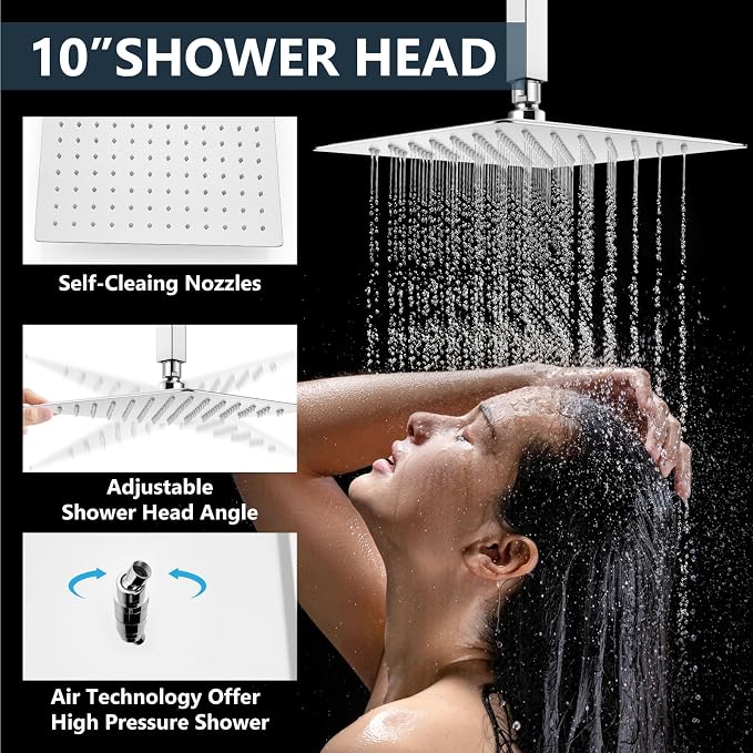 Aolemi Shower Faucet Set Ceiling Mount Shower System Rough-in Valve and Shower - Image 5