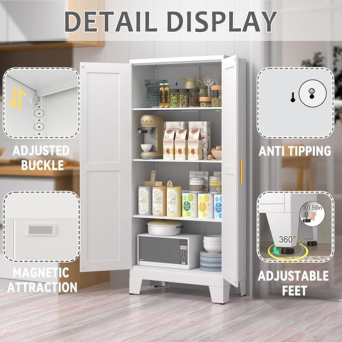 61.02" Pantry Cabinet, Kitchen Pantry Storage Cabinets - Image 3