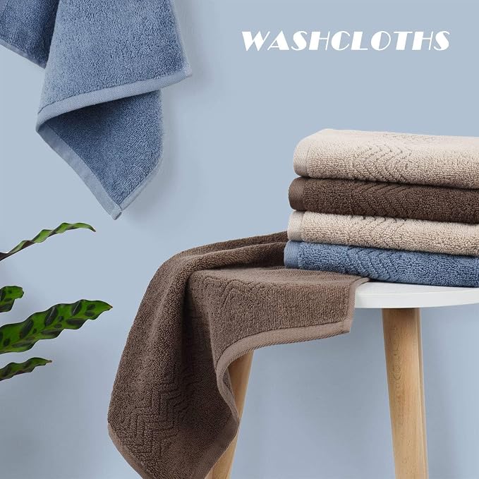 Cleanbear Cotton Washcloths Bath Wash Cloth Set 13 x 13 Inches - Image 8