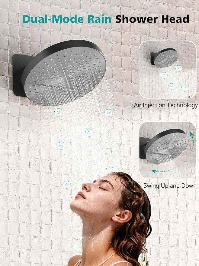 Lefton Shower System in Fahrenheit Display, 13” Overhead Round Rainfall Shower - Image 2