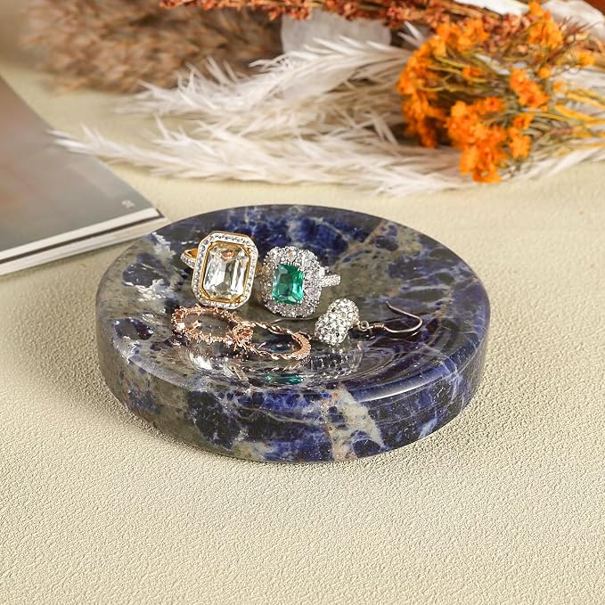Koville Marble Jewelry Dish, Small Round Trinket Dish - Image 4