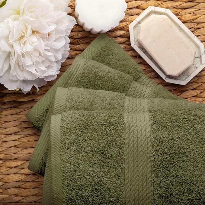 Superior Egyptian Cotton Pile Hand Towel Set of 4, Ultra Soft Luxury Towels - Image 3