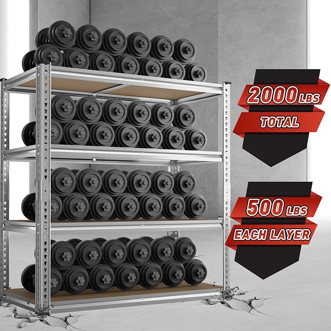 REIBII 40" W Garage Shelving 2000LBS Storage Shelves Adjustable Metal Shelving - Image 4