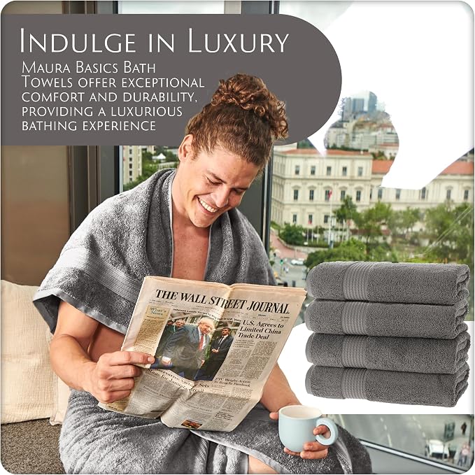 MAURA Basics Performance Bath Towels 100% Turkish Cotton - Image 3
