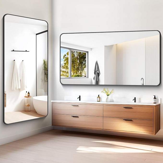 BONEWEI 72x36 inch Large Bathroom Mirror, Wall Mounted Bathroom Frame Vanity - Image 3